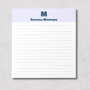 Bloc-note Papier ligné chic personnalisé avec monogramme et
