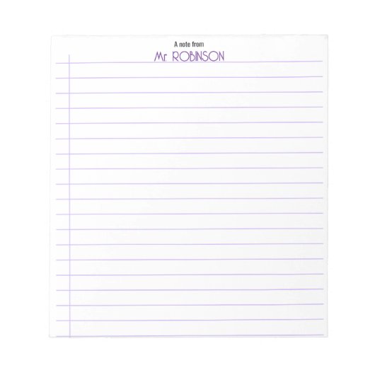 Bloc-note Papier ligné enseignant & élève “Un mot de” bloc-n (Devant)