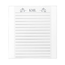 Papier ligné personnalisé avec monogramme de feuil