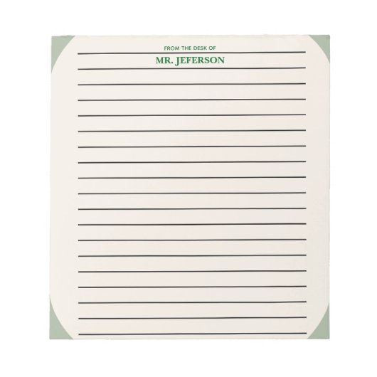 Bloc-note Papier ligné pour enseignant Clean Green depuis le (Devant)