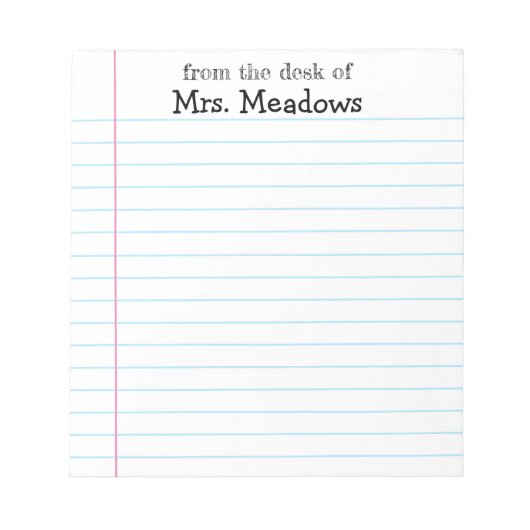 Bloc-note Papier Lined Teacher Personnalisé Du Bureau De (Devant)