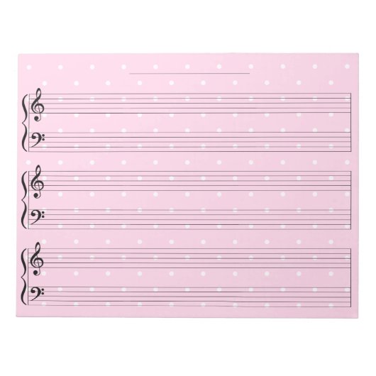 Bloc-note Papier manuscrit de musique de piano rose, règle l (Devant)