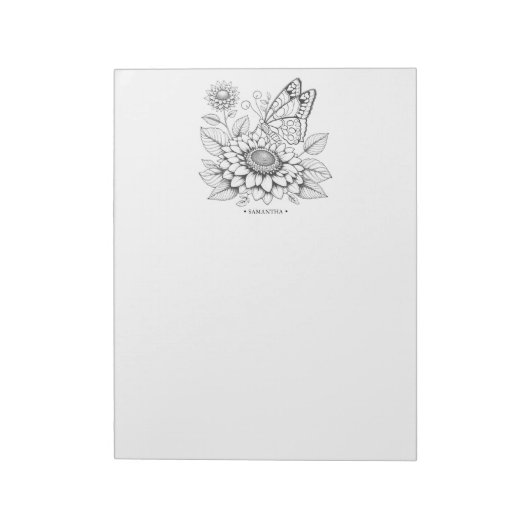 Bloc-note Papier noir Pages de coloration Papillon (Tourné)