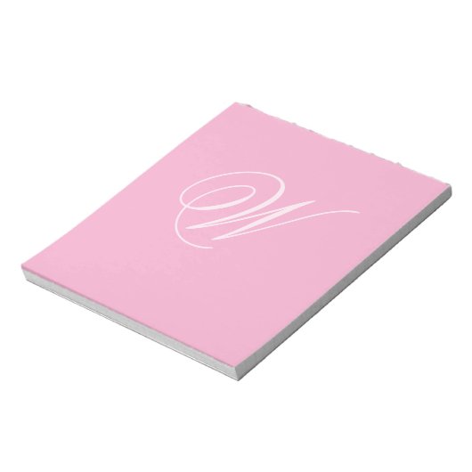 Bloc-note Papier personnalisé avec monogramme simple et rose (Tourné)