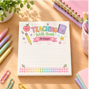 Bloc-note Papier Personnalisé Gingham Pastel Enseigner Avec