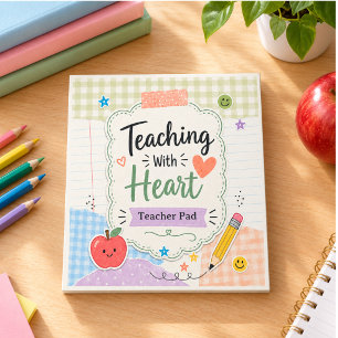 Bloc-note Papier Personnalisé Gingham Pastel Pour Enseigneme