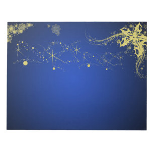 Bloc-note Papier scrapbooking Gold et Blue Christmas