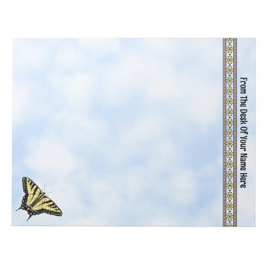 Bloc-note Papillon à queue jaune bleu ciel personnalisé (Devant)