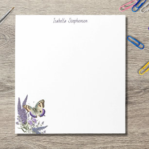 Bloc-note Papillon aquarelle élégant Fleurs de lavande 