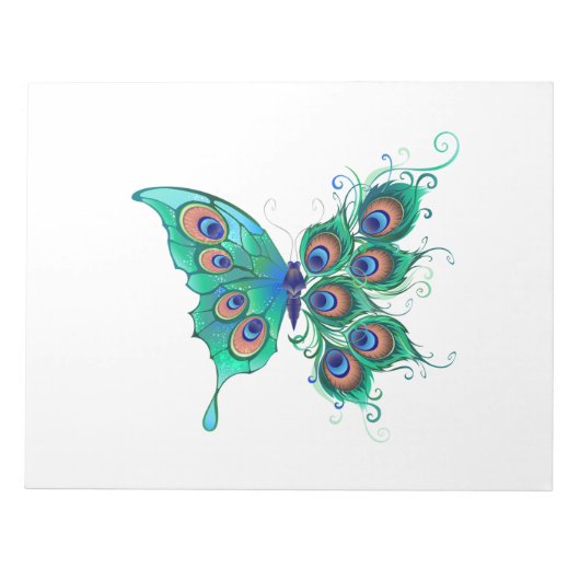 Bloc-note Papillon aux plumes de paon vert (Devant)