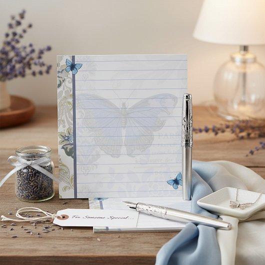 Bloc-note Papillon bleu vintage