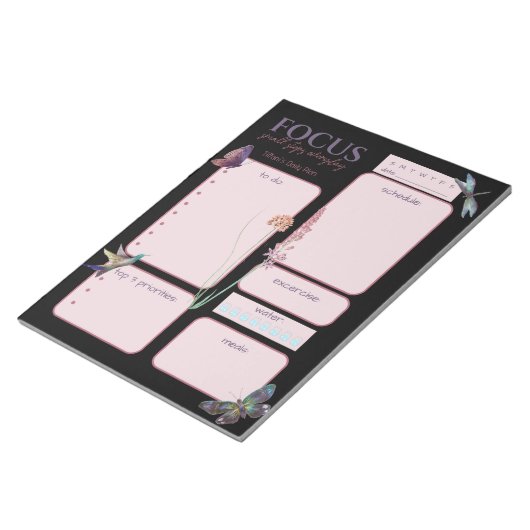 Bloc-note Papillon de motivation et libellule du planificate (Incliné)