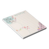 Bloc-note Papillon Fleur avec Thème Rose Vert Ligne Pointill (Incliné)
