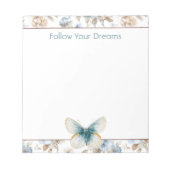 Bloc-note Papillon Fleurs Marron Crème Bleu Tan (Devant)