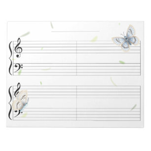 Bloc-note Papillon Grande portée règle extra large musique p