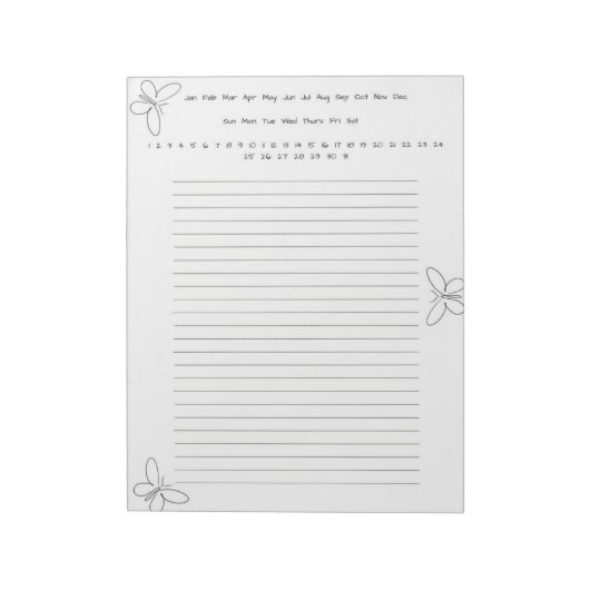 Bloc-note Papillon noir et blanc (Tourné)