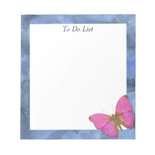 Bloc-note Papillon sur aquarelle bleue