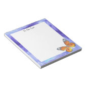 Bloc-note Papillon sur aquarelle bleue (Incliné)