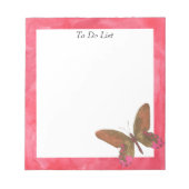 Bloc-note Papillon sur aquarelle rose (Devant)