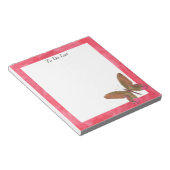 Bloc-note Papillon sur fond d'aquarelle rose (Incliné)