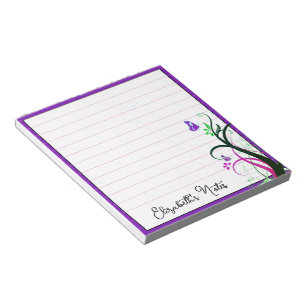 Bloc-note Papillon violet personnalisé