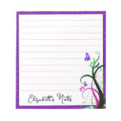 Bloc-note Papillon violet personnalisé (Devant)