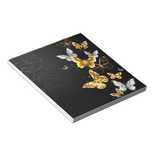 Bloc-note Papillons blancs et dorés (Incliné)