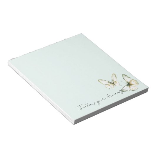 Bloc-note Papillons blancs verts menthe (Incliné)