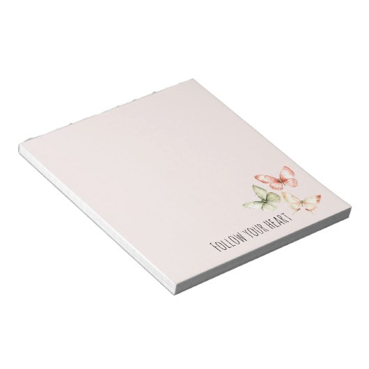 Bloc-note Papillons Crème Rose Menthe (Incliné)