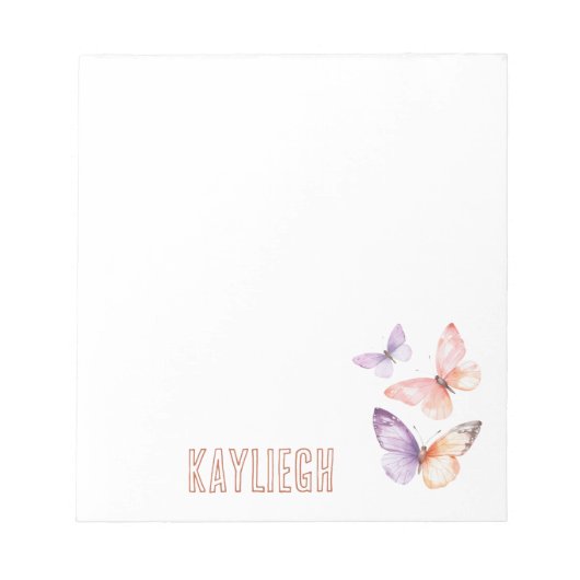 Bloc-note Papillons de pêche à la lavande violette (Devant)