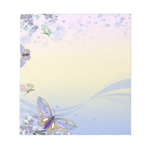 Bloc-note Papillons et fleurs jolis pastel