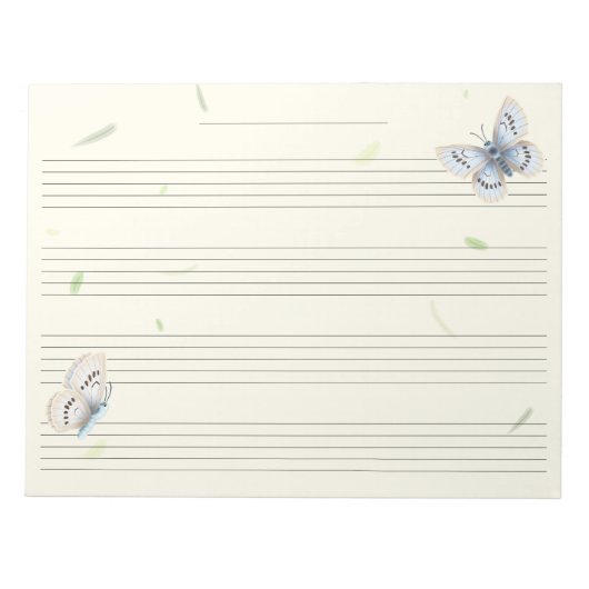 Bloc-note Papillons Extra Wide Rule Kids Music Manuscript (Devant)
