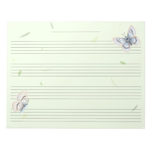 Bloc-note Papillons Extra Wide Rule Kids Music Manuscript (Devant)