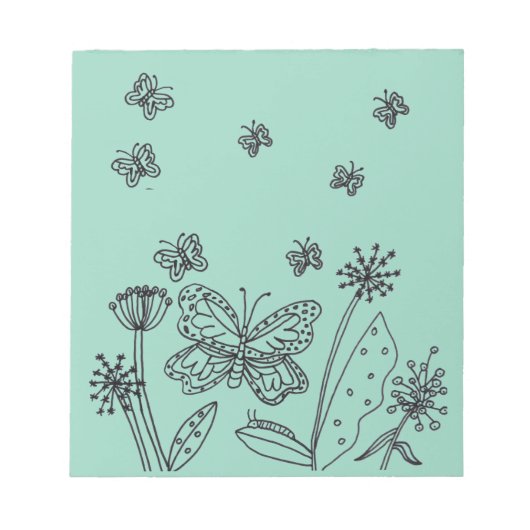 Bloc-note Papillons Monarque et fleurs Note Pad (Devant)