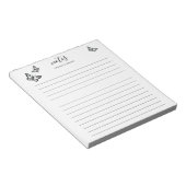 Bloc-note Papillons noirs avec nom personnalisable ligné (Incliné)