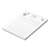 Bloc-note Papillons noirs avec nom personnalisable ligné (Tourné)