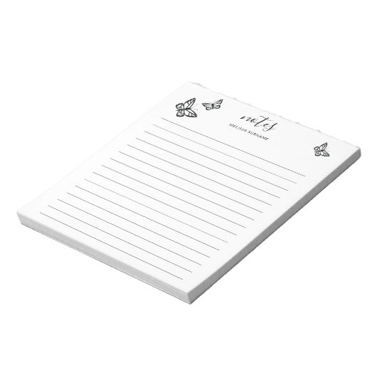 Bloc-note Papillons Noirs Avec Nom Personnalisable Linked (Tourné)