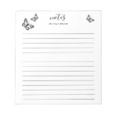 Bloc-note Papillons Noirs Avec Nom Personnalisable Linked (Devant)