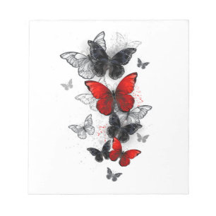 Bloc-note Papillons noirs et rouges volants