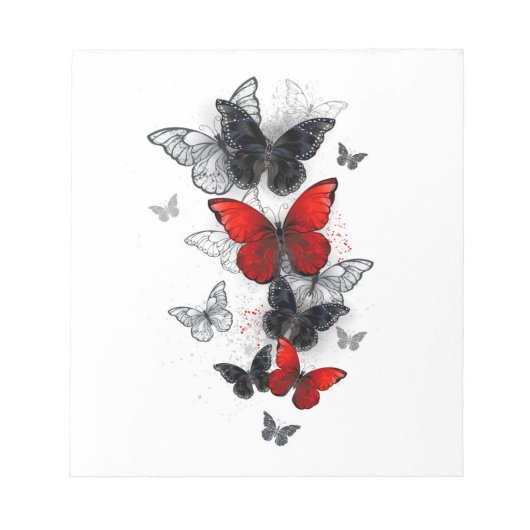 Bloc-note Papillons noirs et rouges volants (Devant)