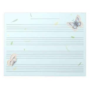 Bloc-note Papillons Règle Extra Large Musique Enfant Manuscr