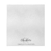 Bloc-note Paraphes en argent monogramme nom métallique (Devant)