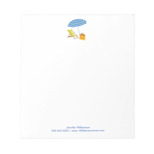 Bloc-note Parapluie de plage Tropical Summer Stripe Océan (Devant)
