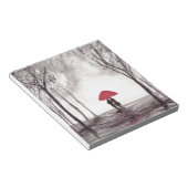 Bloc-note Parapluie rouge amour couple rustique mariage chic (Incliné)