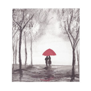 Bloc-note Parapluie rouge amour couple rustique mariage chic