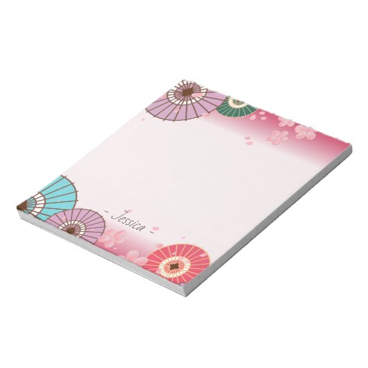 Bloc-note Parapluies japonaises et fleurs de cerisiers Perso (Tourné)