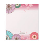 Bloc-note Parapluies japonaises et fleurs de cerisiers Perso (Devant)