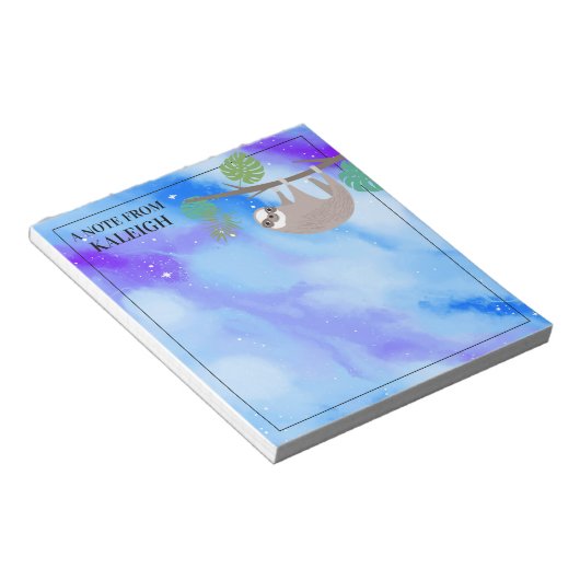 Bloc-note Parcelle mignonne dans la branche d'arbre Ciel ble (Incliné)