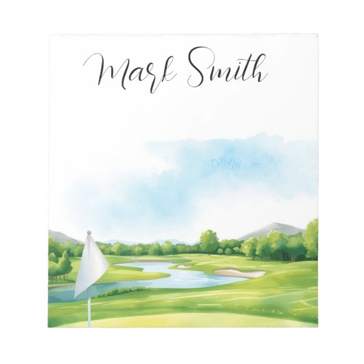 Bloc-note Parcours de golf de Noël avec des cadeaux portant  (Devant)
