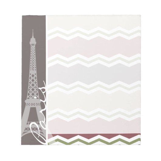 Bloc-note Paris ; Maroon, Brown, Tan & Green Chevron (Devant)